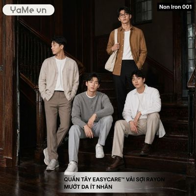 Quần Tây Nam Sợi Rayon Mướt Da EasyCare™ Ít Nhăn Lưng Thun Co Giãn Non Iron 001 Dáng Ôm Vừa F2 23673 |YaMe|