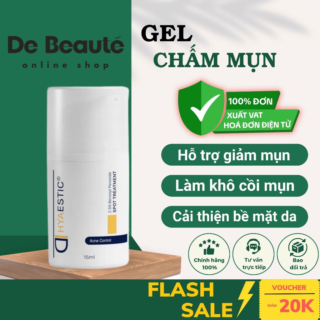 [HÀNG CÔNG TY] Gel BPO Chấm Mụn Sưng Đỏ Hyaestic Spot Treatment 2.5% Benzoyl Peroxide