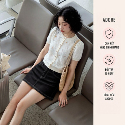 [ ADORE ] Chân váy A denim đen basic 611SK0009