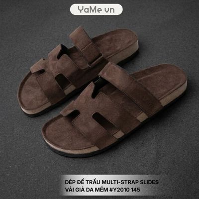Dép Nam Đế Trấu Multi-strap Slides Vải Giả Da Mềm #Y2010 145 24737 |YaMe|