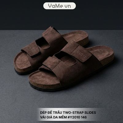 Dép Nam Đế Trấu Two-strap Slides Vải Giả Da Mềm #Y2010 146 24738 |YaMe|