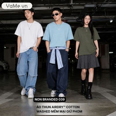 Áo Thun Nam AirDry™ Cotton Washed Mềm Mại Non Branded 039 Dáng Vừa Vặn F3 24241 |YaMe|