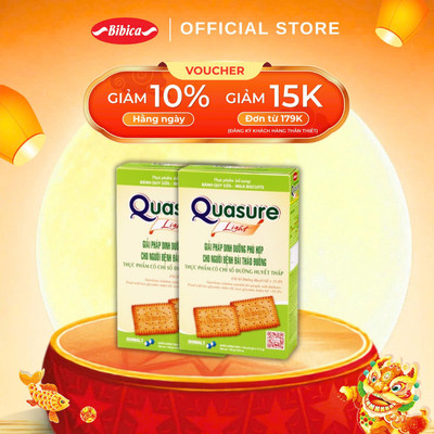 Combo 2 Bánh Quy Quasure Light Sữa Bibica 140g, Thực Phẩm Dành Cho Người Ăn Kiêng, Tiểu Đường