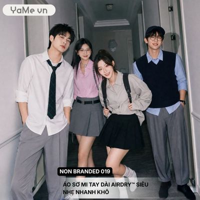 Áo Sơ Mi Nam Tay Dài AirDry™ Siêu Nhẹ Non Branded 019 Dáng Ôm Vừa F2 24016 |YaMe|