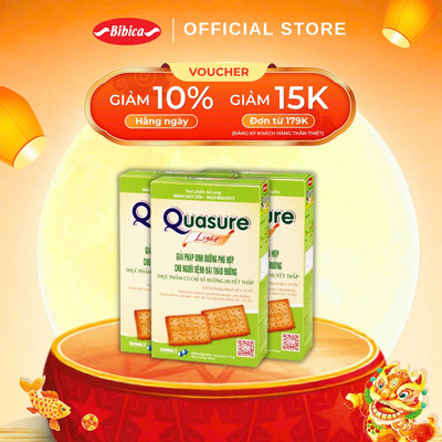 Combo 3 hộp Bánh Quy Quasure Light Sữa Bibica 140g - Thực phẩm cho người ăn kiêng, tiểu đường