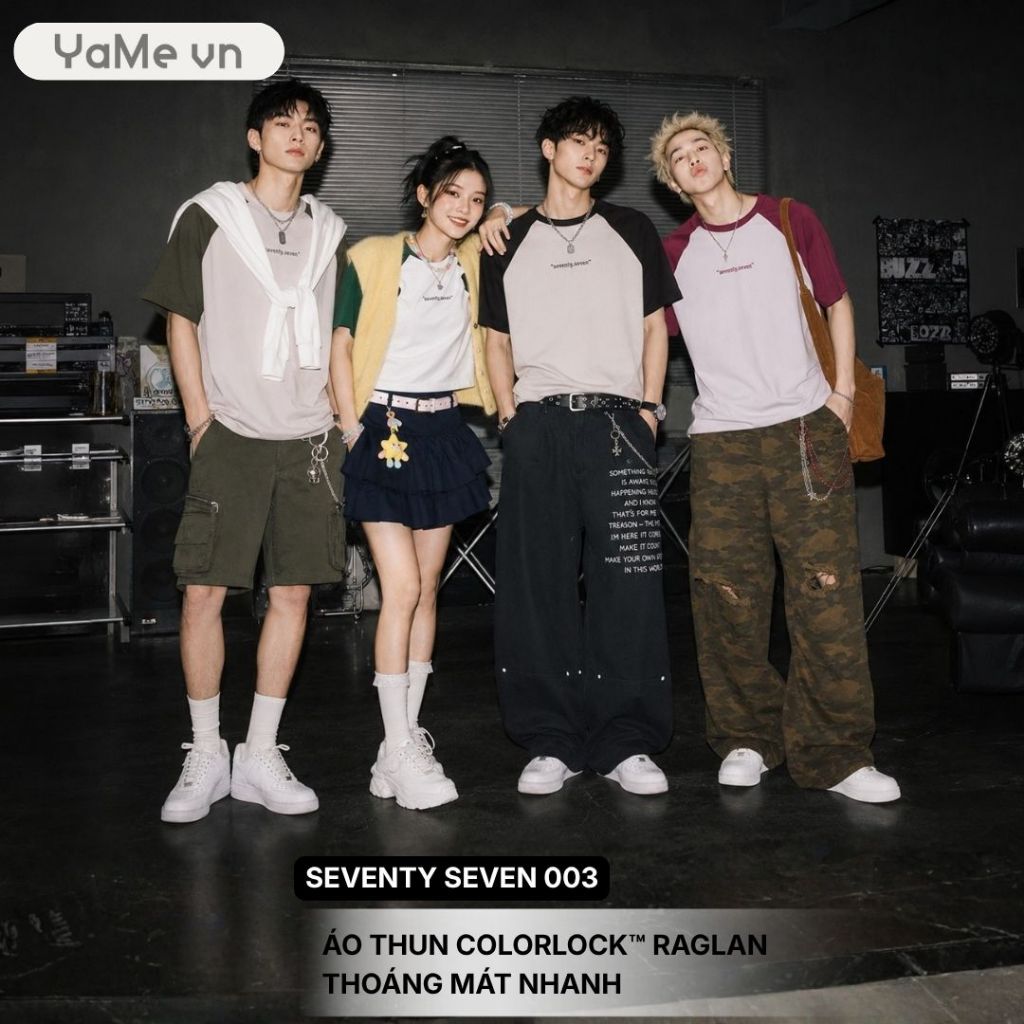 Áo Thun Nam Raglan ColorLock™ Thoáng Mát Nhanh Khô Seventy Seven 003 Dáng Ôm Vừa F2 22708 |YaMe|