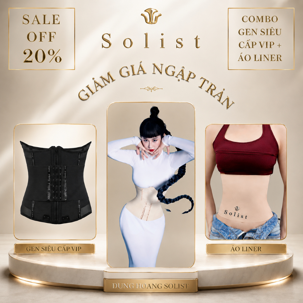 [ Chính Hãng ] Combo Đai Latex Định Hình Cao Cấp + Áo Liner Solist – Gen Siết Eo Không Cuộn, Mặc Tro