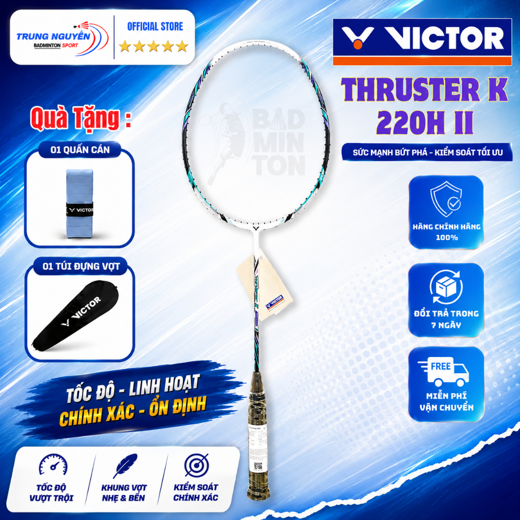 Vợt Cầu Lông Victor Thruster K220H II Chính Hãng Mua Tặng kèm Quấn Cán Túi Đựng Vợt BH 2 Tháng