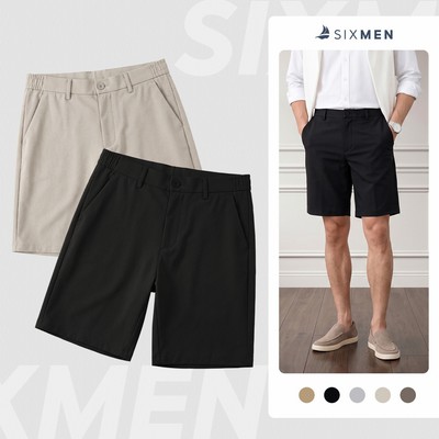 Combo 2 Quần Short Kaki Tây SIXMEN Đai Cạp Chun Co Giãn Mềm Mại Form Regular Fit Lịch Lãm Sang Trọng