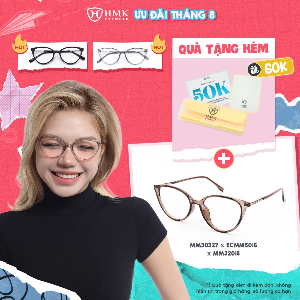 Kính Mắt Mèo Trendy HMK Eyewear Nhựa Thời Trang Hiện Đại Lắp Được Cận - MM30327 x ECMM5016 x MM32018