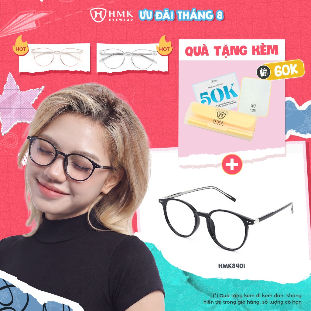 Gọng Kính Tròn Nhựa Dẻo HMK Eyewear Thời Trang Nam Nữ Hiện Đại Nhiều Màu - HMK8401
