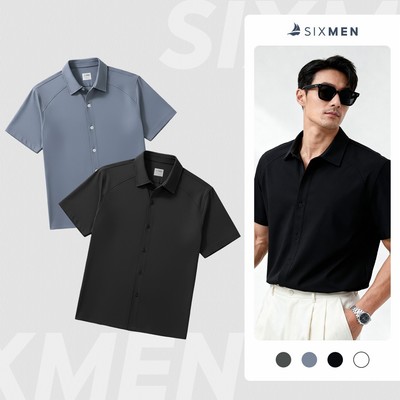 Combo 2 Áo Sơ Mi Nam SIXMEN Sylen Tay Ngắn Vải Cotton Lạnh Co Giãn Chống Nhăn Form Regular Fit Lịch Lãm