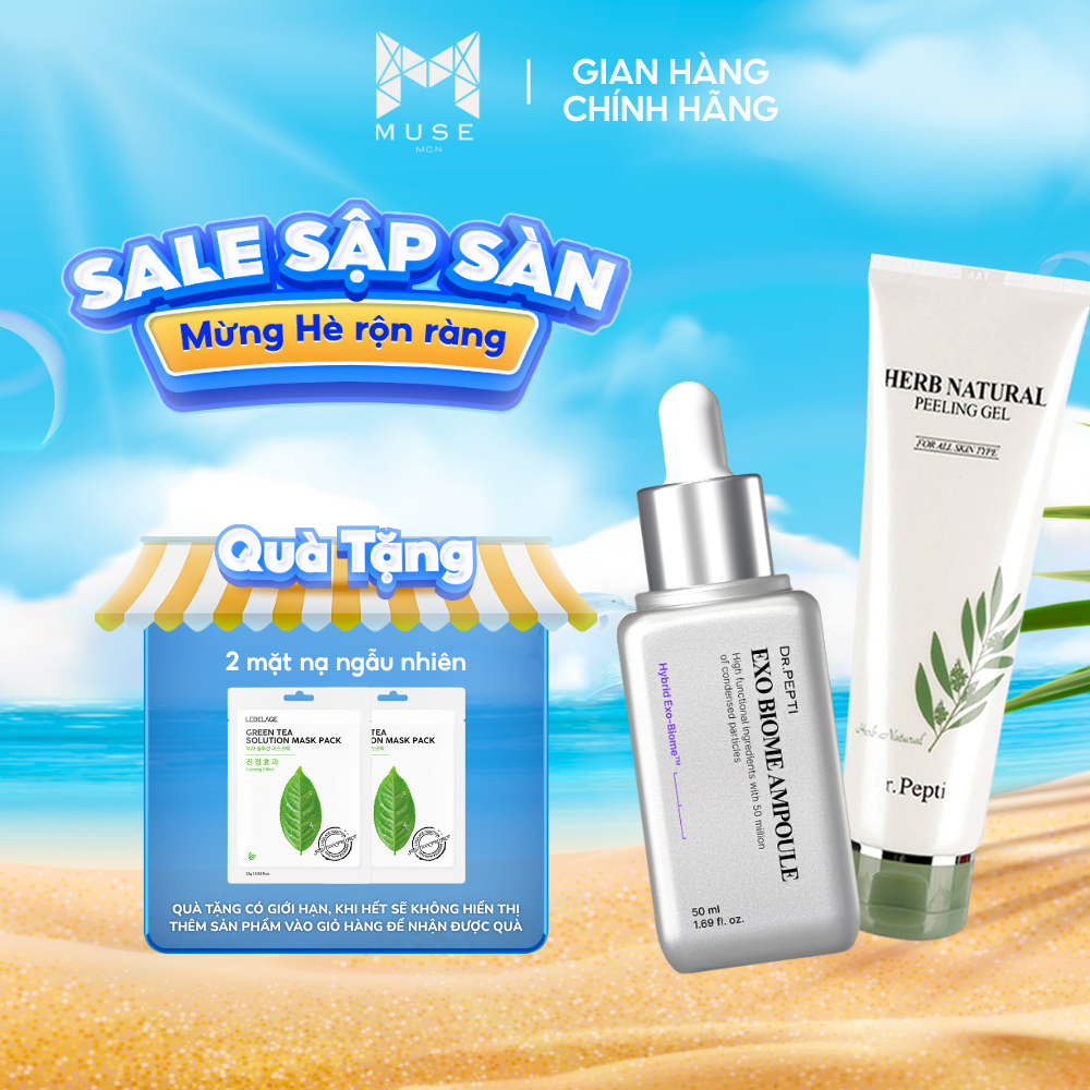 Combo Tinh Chất Chống Lão Hóa Dr. Pepti Exo Biome Ampoule 50ml + Tẩy Da Chết Dr.Pepti 130ml