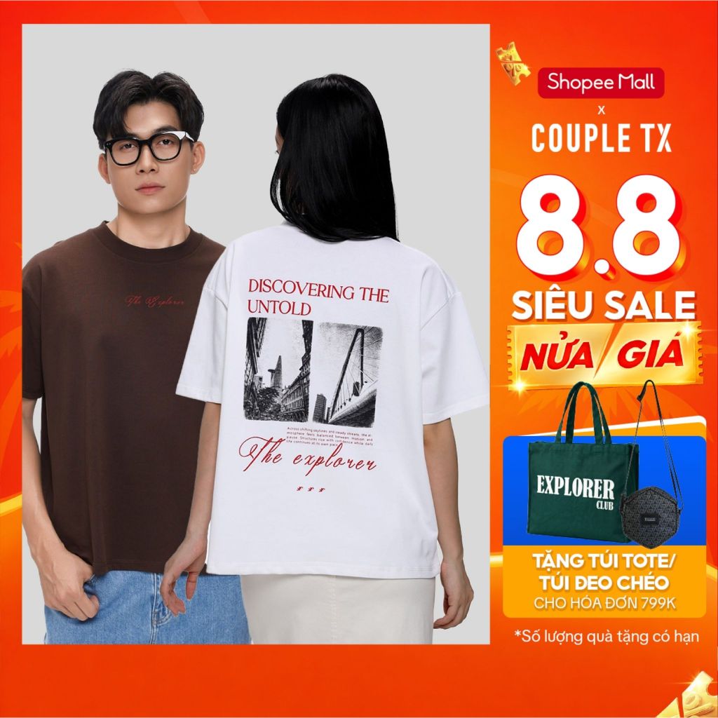 Áo Thun Nam Nữ Couple TX Discovering The Untold Thun Cotton 100% Form Boxy TS 533