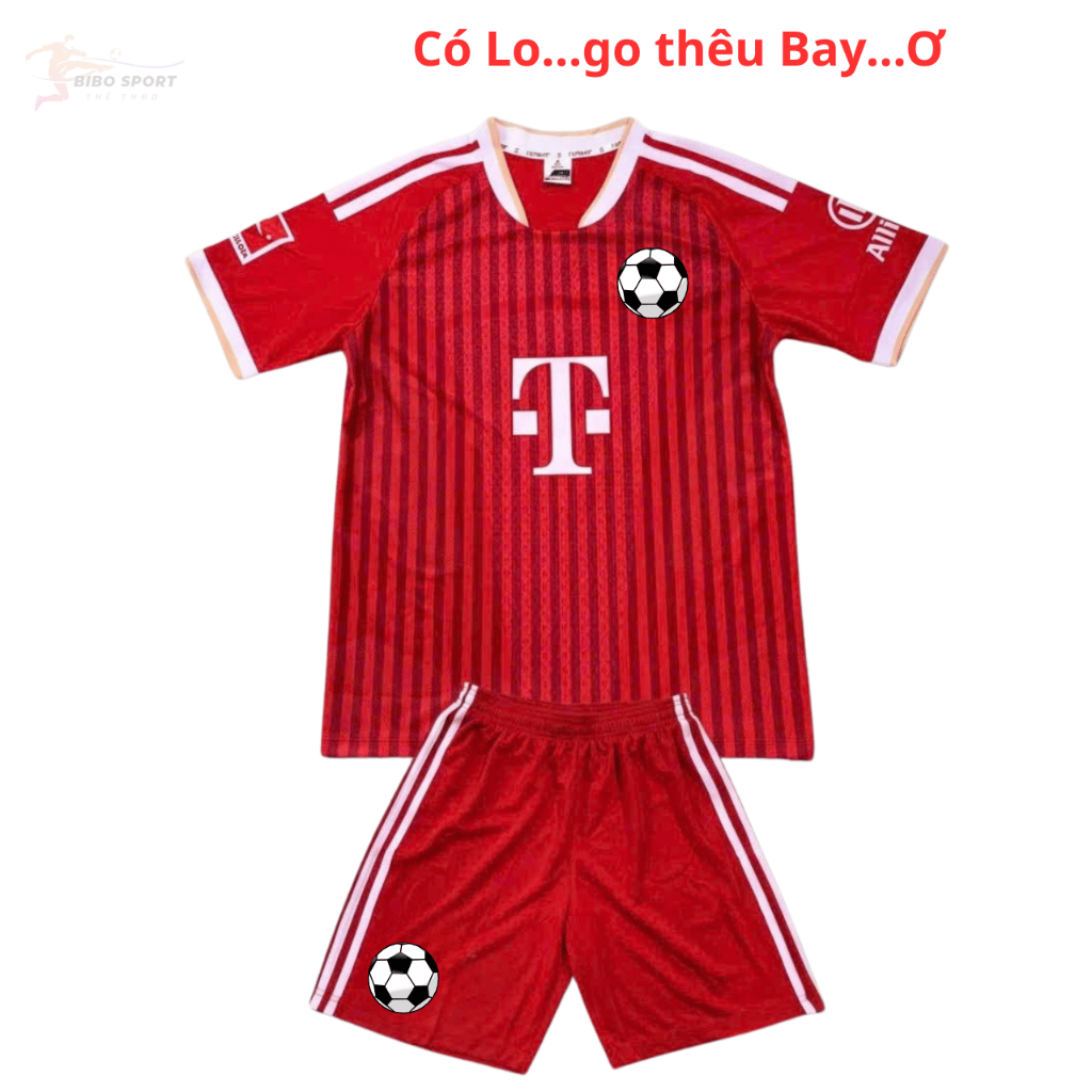 Quần Áo Bóng Đá Bayer Đỏ 26/27 - Vải Mè HP – In Tên Số Theo Yêu Cầu BIBO SPORT
