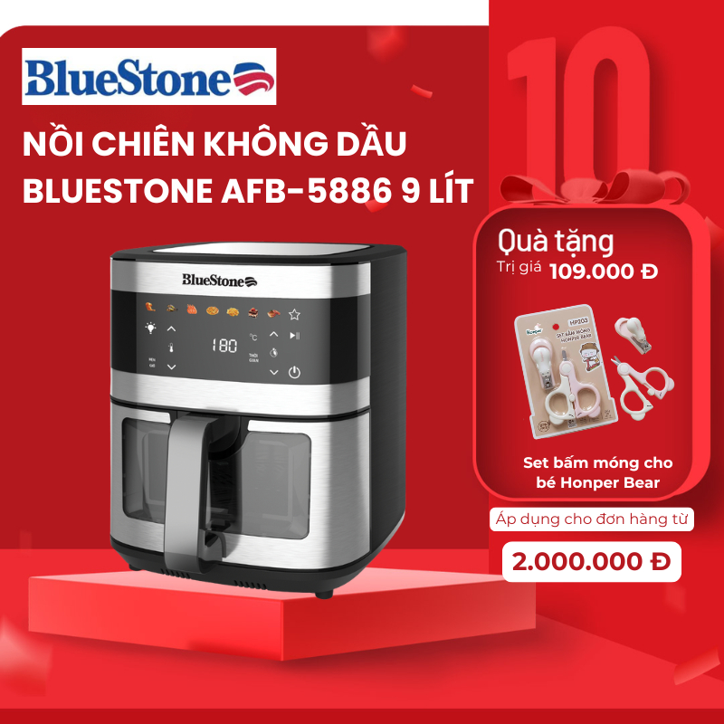 Nồi Chiên Không Dầu BlueStone AFB-5886 l 9 Lít l 1800W - Bảo hành 2 năm