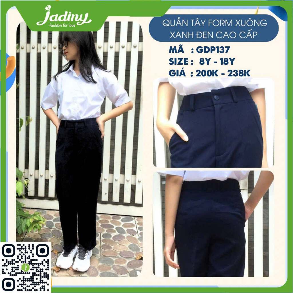 👌👌Quần Kaki học sinh nữ ống xuông Jadiny💕💕 ĐỒNG PHỤC HỌC SINH JADINY – CHỈNH CHU TỪNG CHI TIẾT