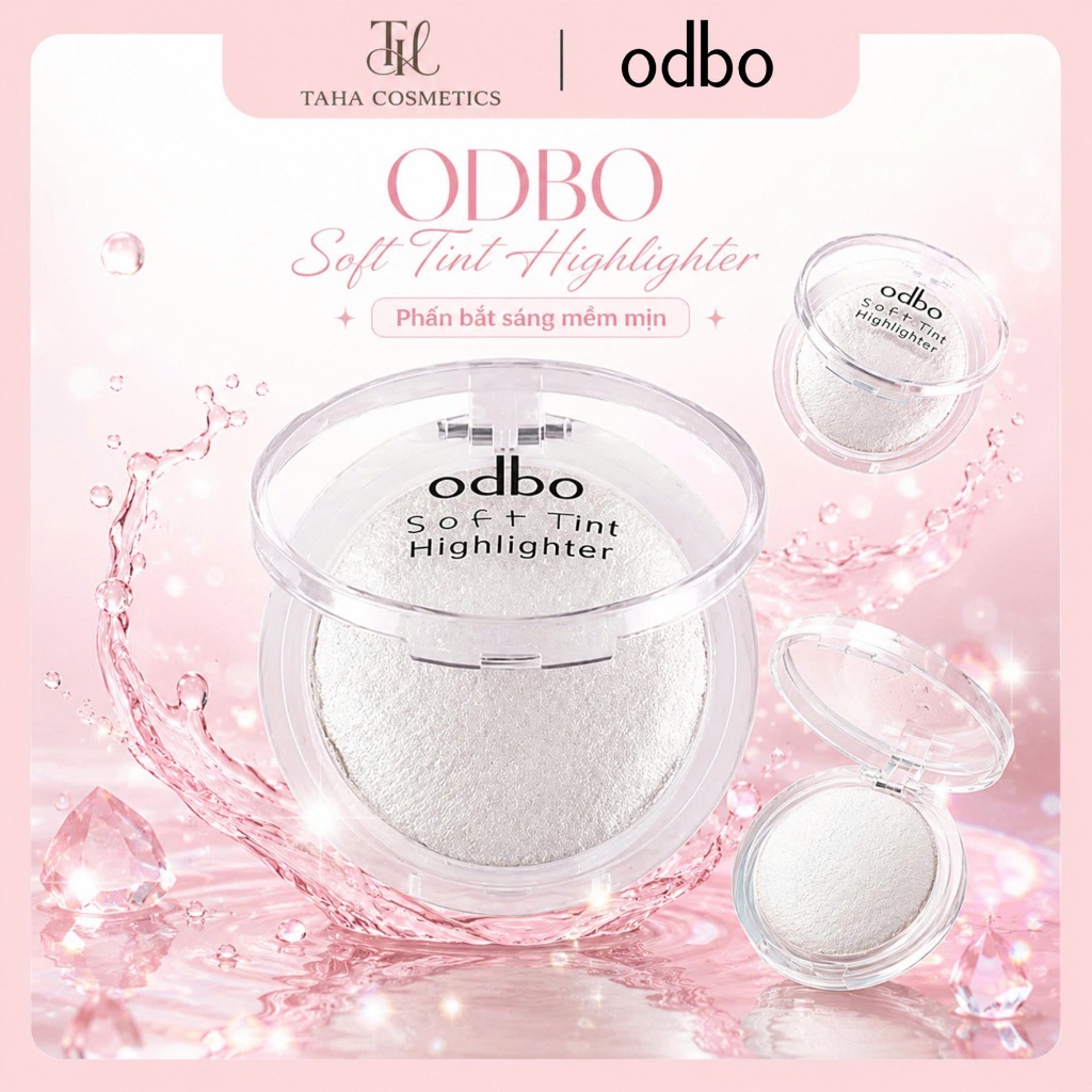Phấn bắt sáng Odbo Soft Tint Highlighter Nhũ Sáng Mịn, Tự Nhiên 4g Highlight Odbo Tròn
