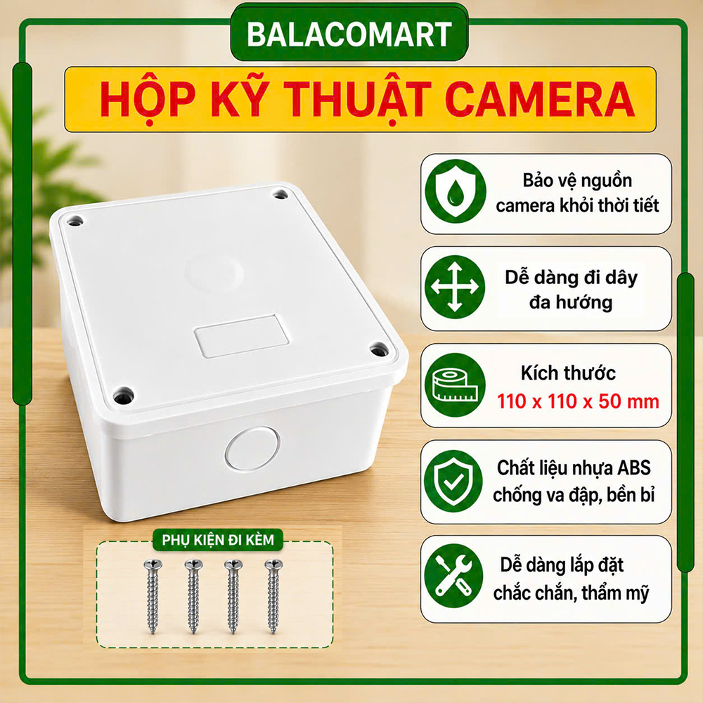 hộp kỹ thuật camera 11x11x5cm chống nước bảo vệ nguồn