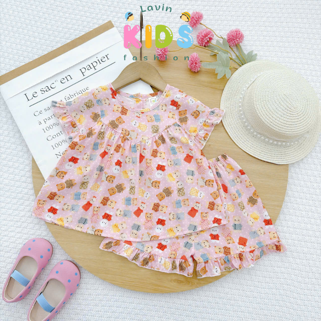 Đồ bộ tole bèo đô nhọn cho bé gái mặc ngủ,mặc ở nhà size 7-18kg Lavin Kids