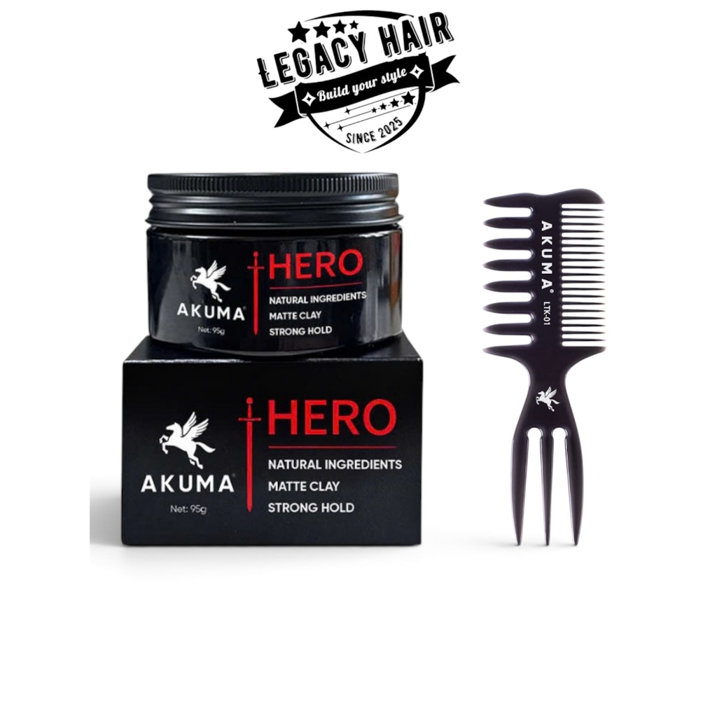 Sáp vuốt tóc AKUMA HERO MATTE CLAY 90G chính hãng, giữ nếp lên đến 12H