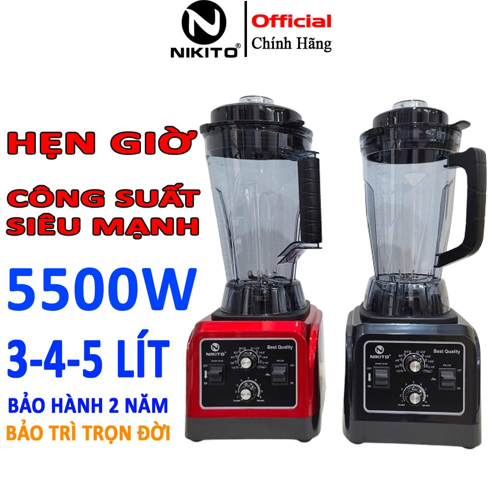 [HẸN GIỜ] Máy xay sinh tố công nghiệp NIKITO công suất lớn 5500W, xay sữa hat, cháo,rau củ quả, sinh