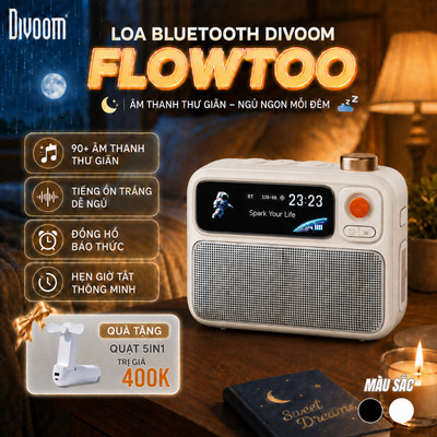 Loa Bluetooth Pixel Art Divoom Flowtoo, Đồng Hồ LED, Báo Thức, Trang Trí Setup Bàn Làm Việc, Bảo Hành 1 Năm