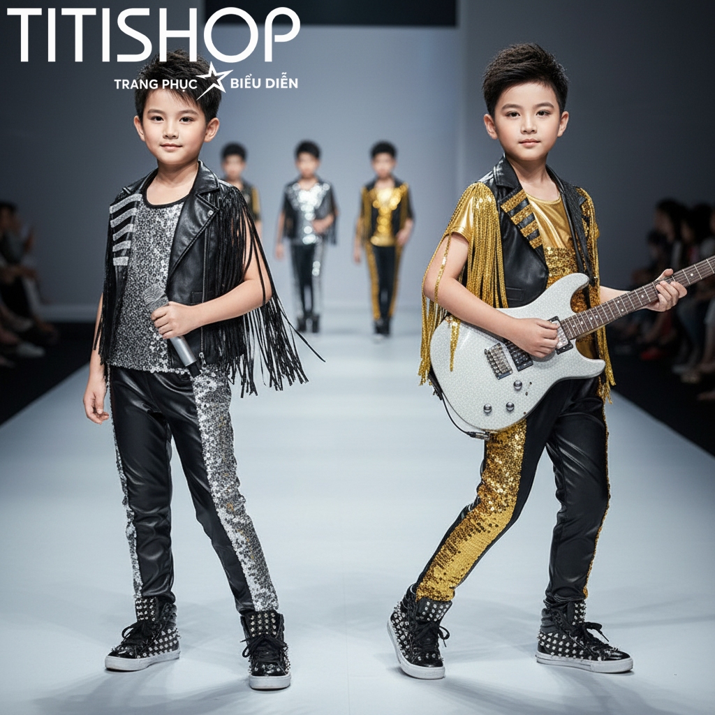 ( Đặt Nhanh )Trang Phục Biểu Diễn Bé Trai ,Calwalk bé trai , Trang Phục Bé Trai Hiphop ,Quần áo hiph