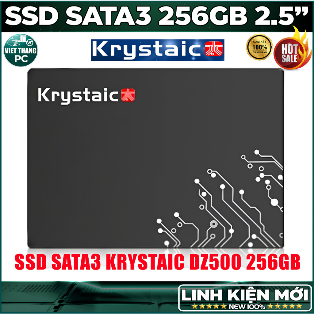 Ổ cứng SSD Krystaic 256GB SATA3 ( 550 MB/s - 500 MB/s ) Nand 3D TLC New 100%