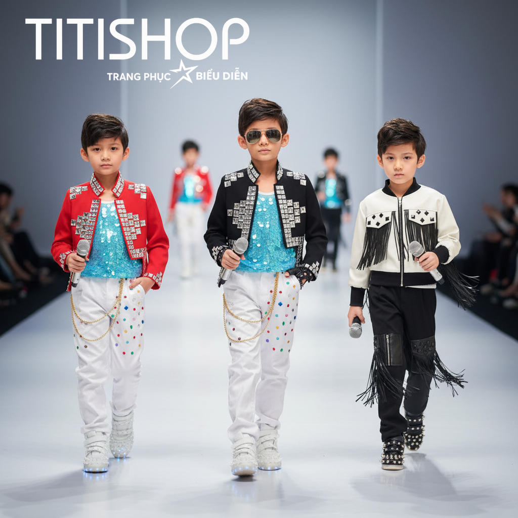 ( Đặt Nhanh )Trang Phục Biểu Diễn Bé Trai ,Calwalk bé trai , Trang Phục Bé Trai Hiphop ,Quần áo hiph