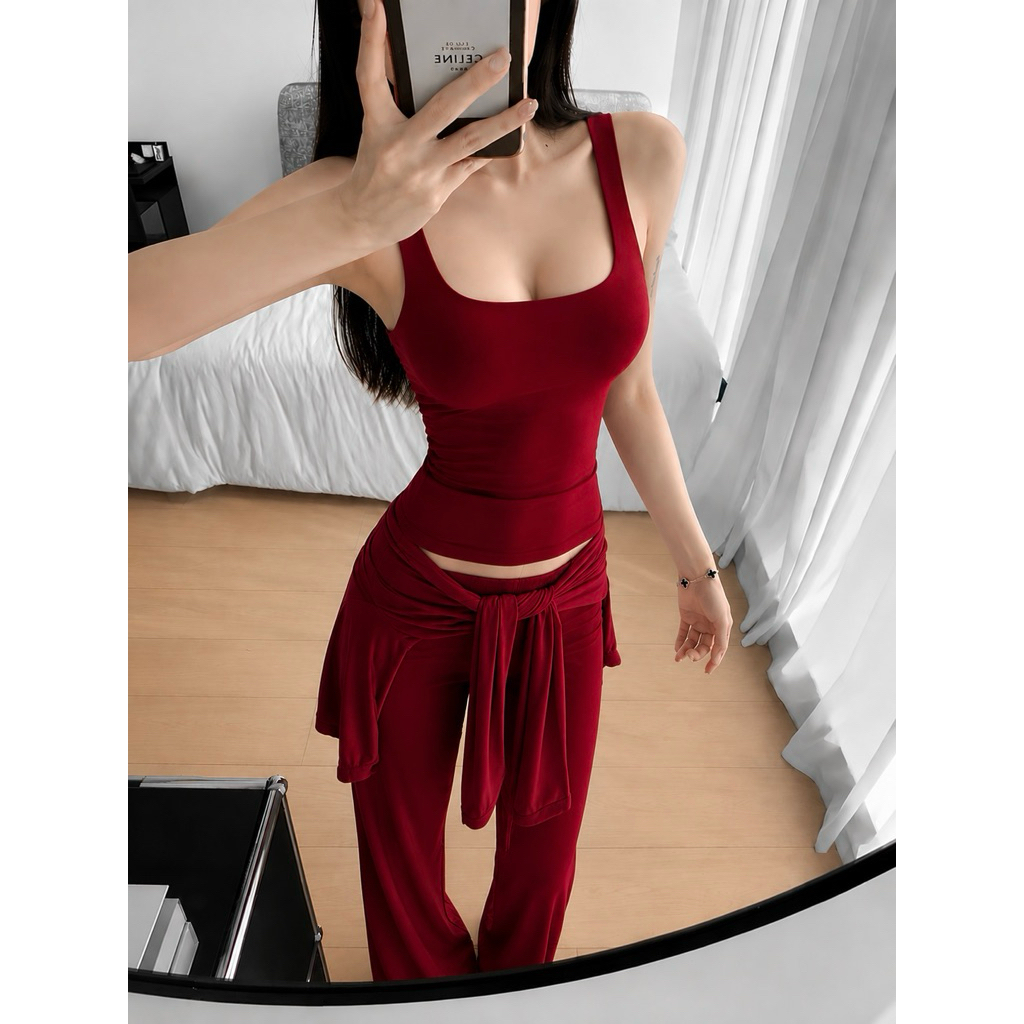 Áo Hai Dây Bản To Cổ U (Không mút/ Kèm mút) hai lớp ANNAKIKI dáng sơ vin - 211