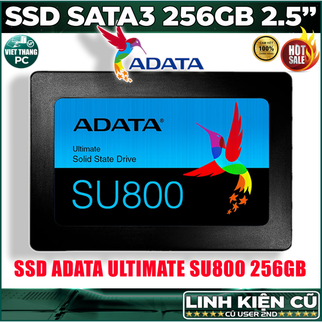 Ổ cứng SSD 256GB Adata Ultimate SU800 SATA 3 Nand TLC Có DRAM SSD Cũ đã qua sử dụng ( Cũ - 2nd )