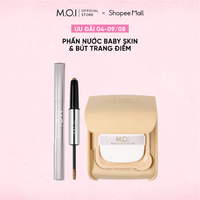 Bộ đôi phấn nước MOI Baby Skin Cushion và Bút trang điểm 2 đầu