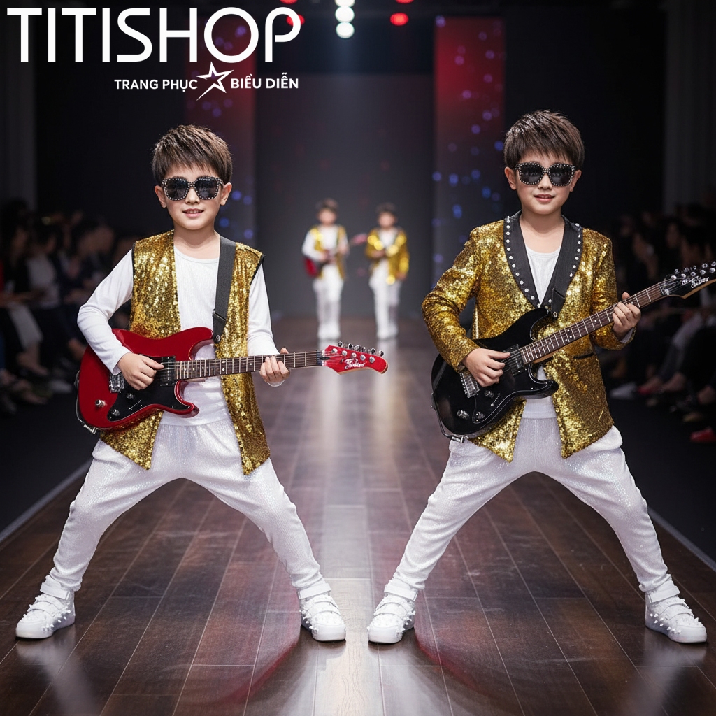( Đặt Nhanh )Trang Phục Biểu Diễn Bé Trai ,Calwalk bé trai , Trang Phục Bé Trai Hiphop ,Quần áo hiph