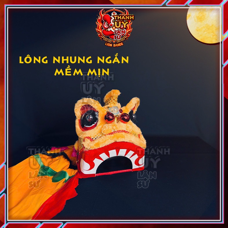 ✨Đầu Lân kim sa màu vàng Không Rụng Lông✨ Đầu Lân múa lân cho bé  – Đầu lân nhỏ cho bé từ 2-5 tuổi