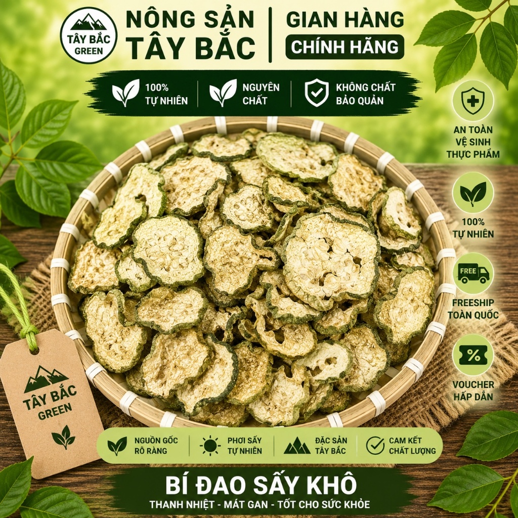 1KG Bí Đao Sấy Khô Tây Bắc Green | Bí Đao Khô Tự Nhiên, Lát Sấy Khô Pha Trà, Nấu Nước Thảo Mộc