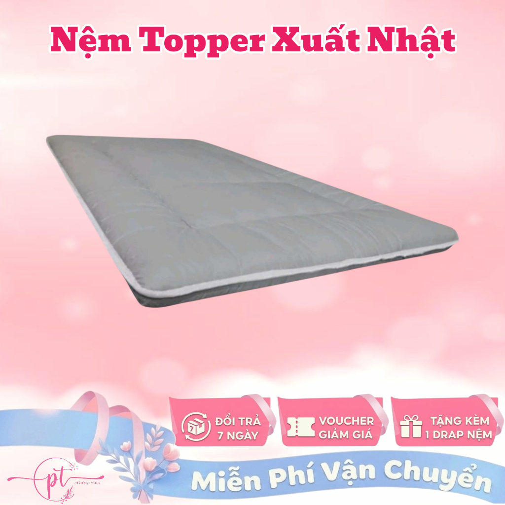 Nệm Topper Nệm Bông Cao Cấp Hàng Xuất Khẩu 1MX2M,1M2X2M,1M4X2M,1M6X2M,1M8X2M Tặng Kèm Áo Bảo Vệ Nệm