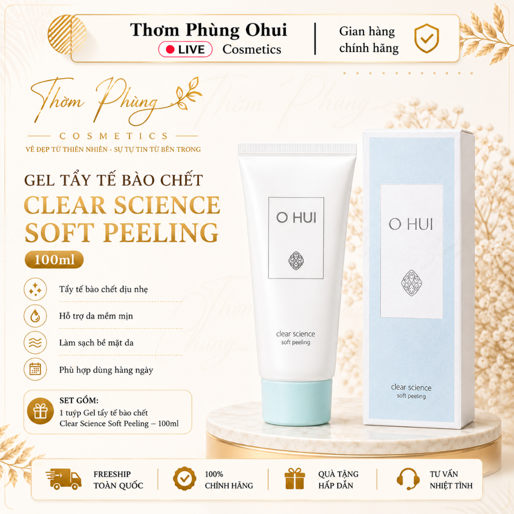 Gel tẩy tế bào chết Ohui Clear Science Soft Peeling 100ml - Giúp làn da được kích thích tuần hoàn máu, tái tạo collagen