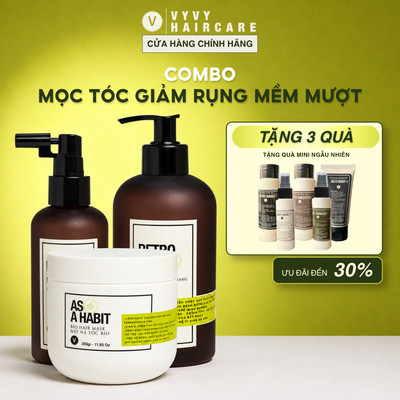 Bộ sản phẩm dầu gội thảo dược+ xịt bưởi kích mọc+ kem ủ tóc tráng gương combo 5 vyvyhaircare V 850ml