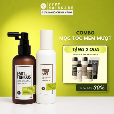 Combo xịt mọc tóc + sữa dưỡng tóc tiện lợi vyvy haircare V 300ml