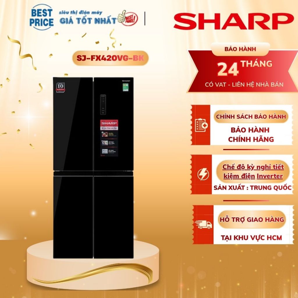 Tủ lạnh Sharp Inverter 362 lít Multi Door SJ-FX420VG-BK
