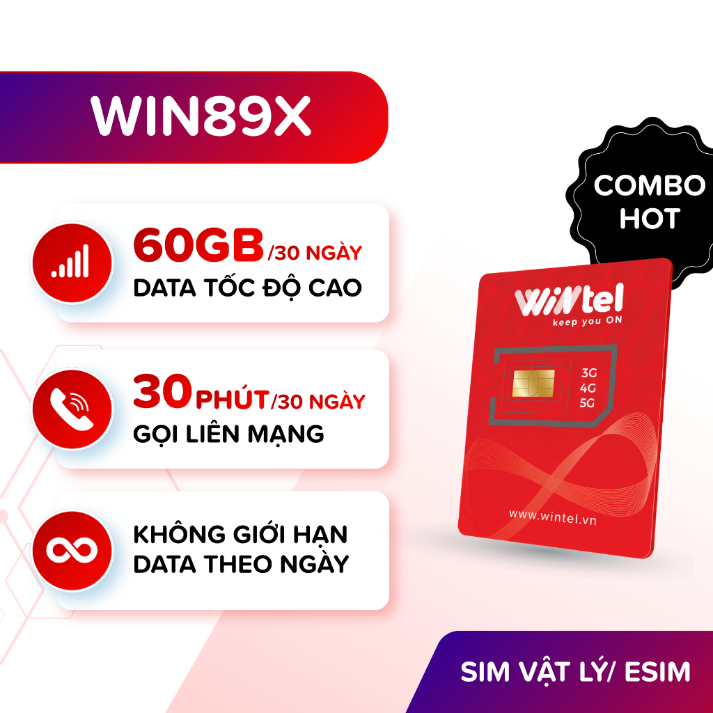 Sim Data Tốc Độ Cao Cho Shipper, Xe Ôm Công Nghệ - SIM 4G Wintel Win89X
