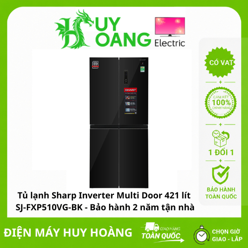 [SHIP HỎA TỐC 2H HN] Tủ lạnh Sharp Inverter Multi Door 421 lít  SJ-FXP510VG-BK / SJ-FXP510V-MG / SJ-
