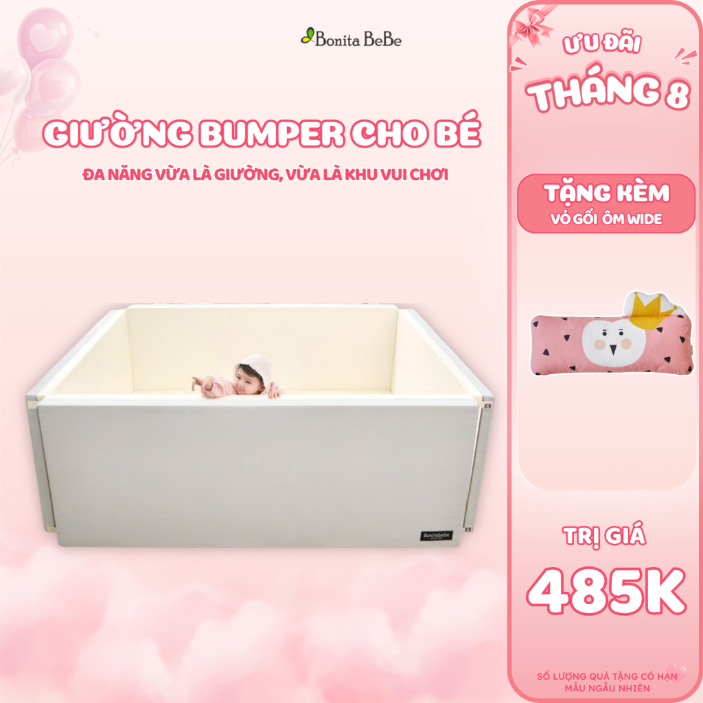 [LIVE] Giường Ngủ Cho Bé BonitaBeBe Bumper Bed Deluxe 200*160*H70cm Đa Năng