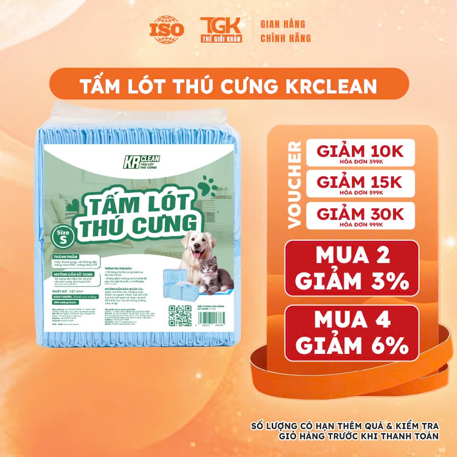 Tã Lót Khay Vệ Sinh Chó Mèo Siêu Thấm Hút Đủ Size - Thương Hiệu Krclean