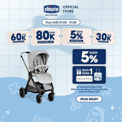 Xe đẩy 2 chiều gấp gọn tự động Chicco Bellagio - Màu be ánh kim/Màu ghi đá