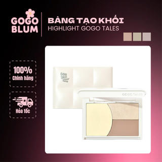 GOGO TALES Bảng phấn tạo khối 3 ô Gogotales trắng kèm highlight bắt sáng nhỏ gọn tiện lợi GT753 GOGOBLUM