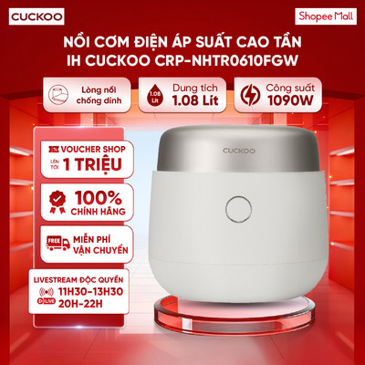 Nồi cơm điện áp suất kép cao tần Cuckoo 1.08L CRP-NHTR0610FGW - Công nghệ áp suất xi lanh - BH 12 tháng