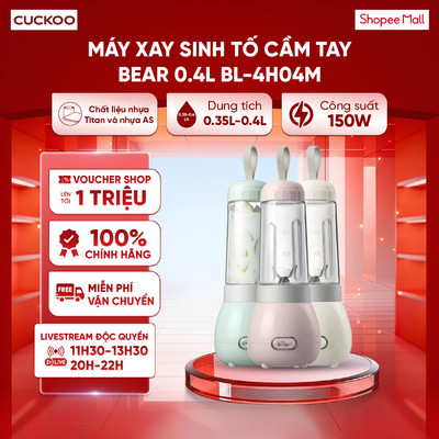 Máy xay sinh tố cầm tay Bear BL-4H04M - 2 cối: 400ml và 350ml - Bảo hành 18 Tháng