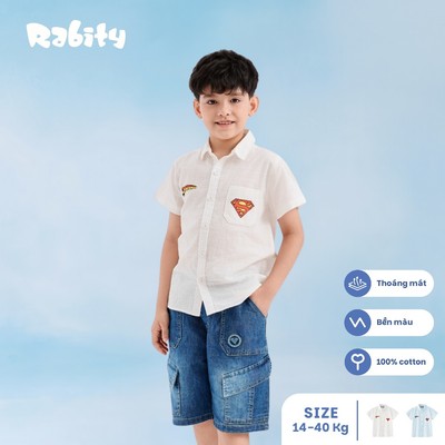   Áo sơ mi trắng tay ngắn Superman DC bé trai Rabity 102.001